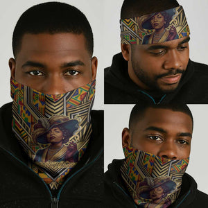 Zora Neale Hurston Neck Gaiter Bold Kente and Art Deco Pattern - I Am Not Tragically Colored - African Pride