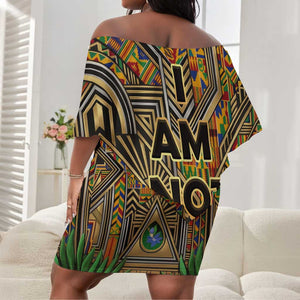 Zora Neale Hurston Off Shoulder Short Dress Bold Kente and Art Deco Pattern - I Am Not Tragically Colored - African Pride