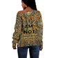 Zora Neale Hurston Off Shoulder Sweater Bold Kente and Art Deco Pattern - I Am Not Tragically Colored - African Pride