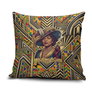 Zora Neale Hurston Pillow Cover Bold Kente and Art Deco Pattern - I Am Not Tragically Colored - African Pride