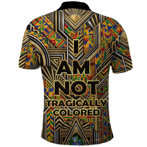 Zora Neale Hurston Polo Shirt Bold Kente and Art Deco Pattern - I Am Not Tragically Colored - African Pride