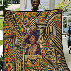 Zora Neale Hurston Quilt Bold Kente and Art Deco Pattern - I Am Not Tragically Colored - African Pride