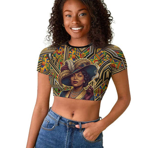 Zora Neale Hurston Raglan Cropped T shirt Bold Kente and Art Deco Pattern - I Am Not Tragically Colored - African Pride