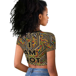 Zora Neale Hurston Raglan Cropped T shirt Bold Kente and Art Deco Pattern - I Am Not Tragically Colored - African Pride