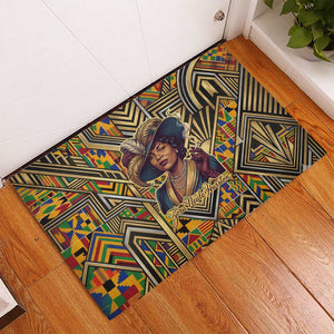 Zora Neale Hurston Rubber Doormat Bold Kente and Art Deco Pattern - I Am Not Tragically Colored - African Pride