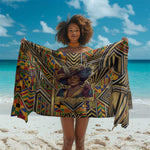 Zora Neale Hurston Sarong Bold Kente and Art Deco Pattern - I Am Not Tragically Colored - African Pride