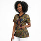 Zora Neale Hurston Scrub Top Bold Kente and Art Deco Pattern - I Am Not Tragically Colored - African Pride