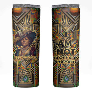 Zora Neale Hurston Skinny Tumbler Bold Kente and Art Deco Pattern - I Am Not Tragically Colored - African Pride