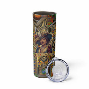 Zora Neale Hurston Skinny Tumbler Bold Kente and Art Deco Pattern - I Am Not Tragically Colored - African Pride