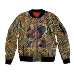 Zora Neale Hurston Sleeve Zip Bomber Jacket Bold Kente and Art Deco Pattern - I Am Not Tragically Colored - African Pride