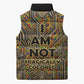 Zora Neale Hurston Sleeveless Puffer Jacket Bold Kente and Art Deco Pattern - I Am Not Tragically Colored - African Pride