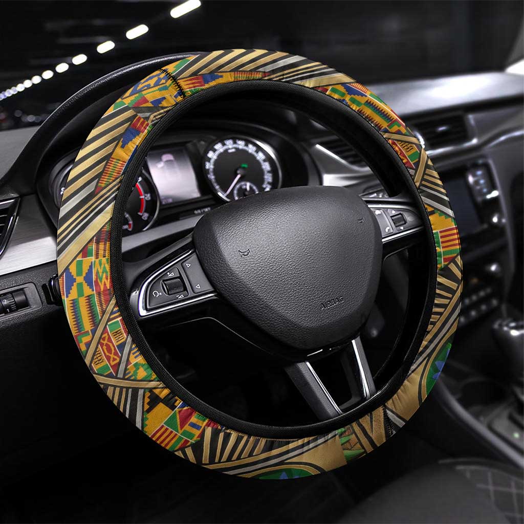Zora Neale Hurston Steering Wheel Cover Bold Kente and Art Deco Pattern - I Am Not Tragically Colored - African Pride