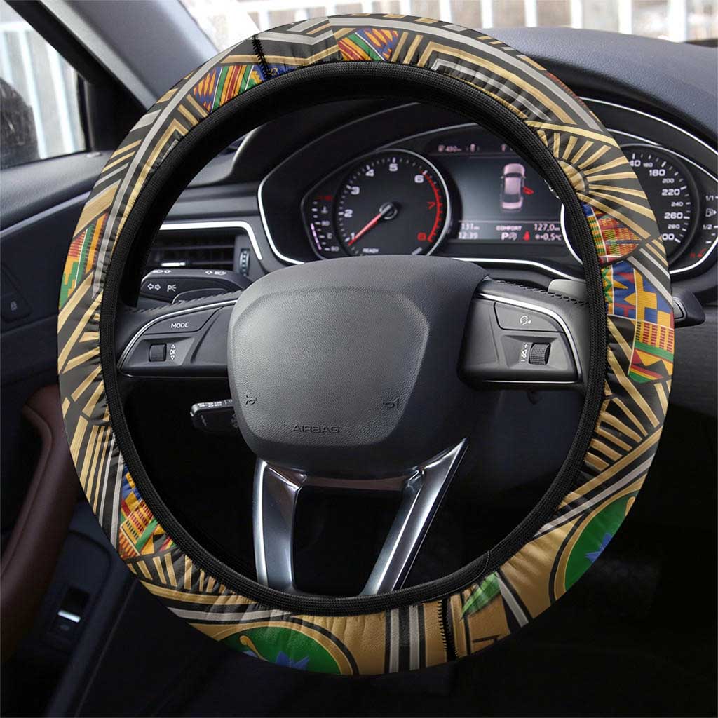 Zora Neale Hurston Steering Wheel Cover Bold Kente and Art Deco Pattern - I Am Not Tragically Colored - African Pride