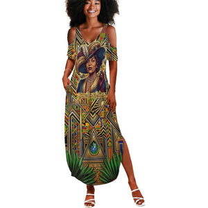Zora Neale Hurston Summer Maxi Dress Bold Kente and Art Deco Pattern - I Am Not Tragically Colored - African Pride