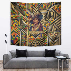 Zora Neale Hurston Tapestry Bold Kente and Art Deco Pattern - I Am Not Tragically Colored - African Pride