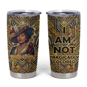 Zora Neale Hurston Tumbler Cup Bold Kente and Art Deco Pattern - I Am Not Tragically Colored - African Pride