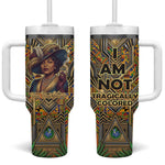 Zora Neale Hurston Tumbler With Handle Bold Kente and Art Deco Pattern - I Am Not Tragically Colored - African Pride