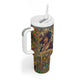 Zora Neale Hurston Tumbler With Handle Bold Kente and Art Deco Pattern - I Am Not Tragically Colored - African Pride