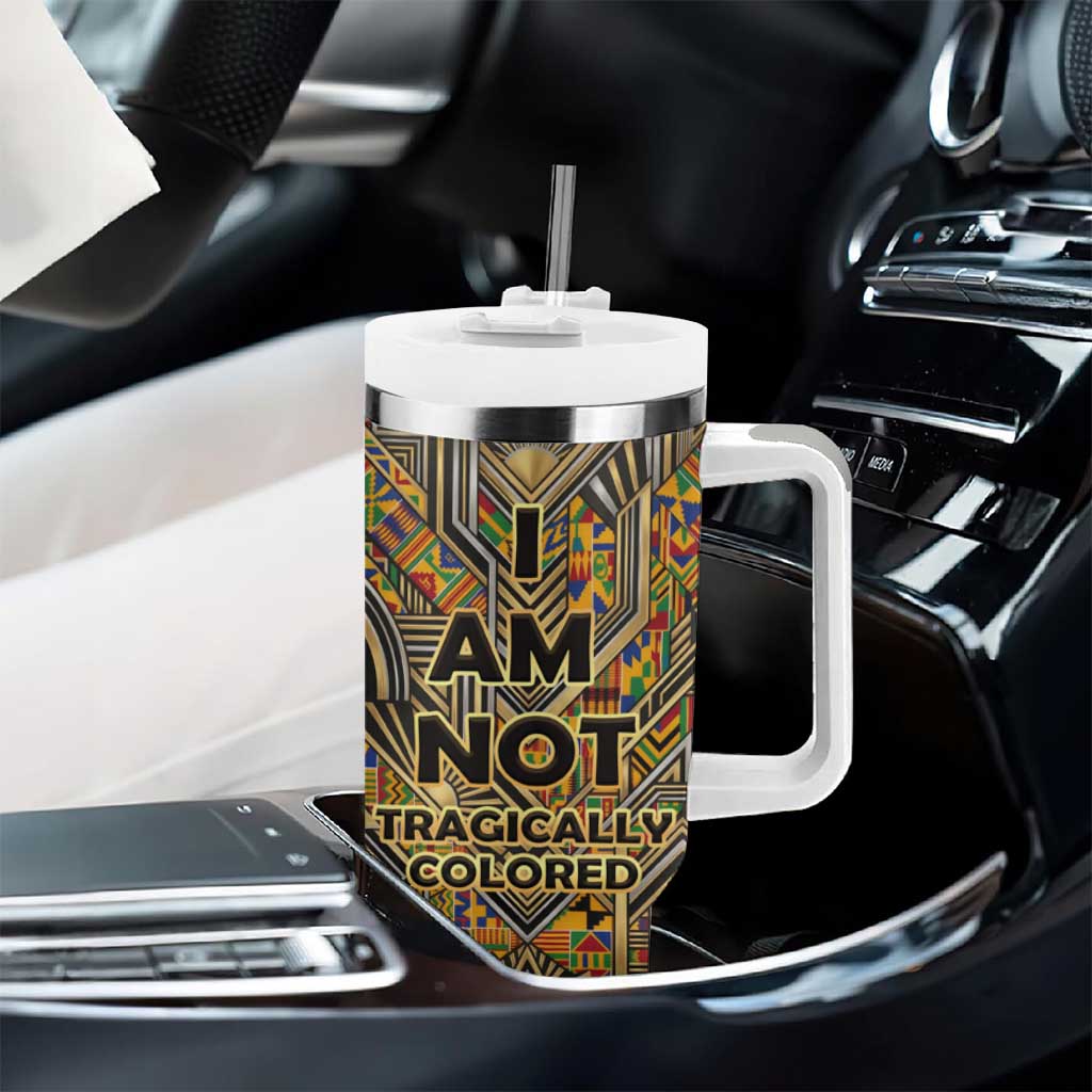 Zora Neale Hurston Tumbler With Handle Bold Kente and Art Deco Pattern - I Am Not Tragically Colored - African Pride