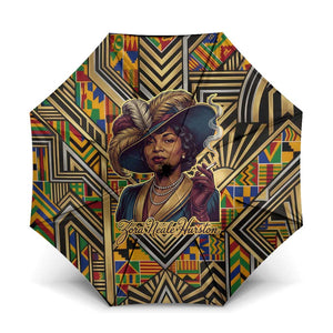 Zora Neale Hurston Umbrella Bold Kente and Art Deco Pattern - I Am Not Tragically Colored - African Pride