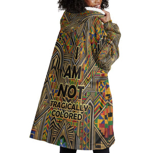 Zora Neale Hurston Wearable Blanket Hoodie Bold Kente and Art Deco Pattern - I Am Not Tragically Colored - African Pride