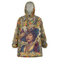 Zora Neale Hurston Wearable Blanket Hoodie Bold Kente and Art Deco Pattern - I Am Not Tragically Colored - African Pride