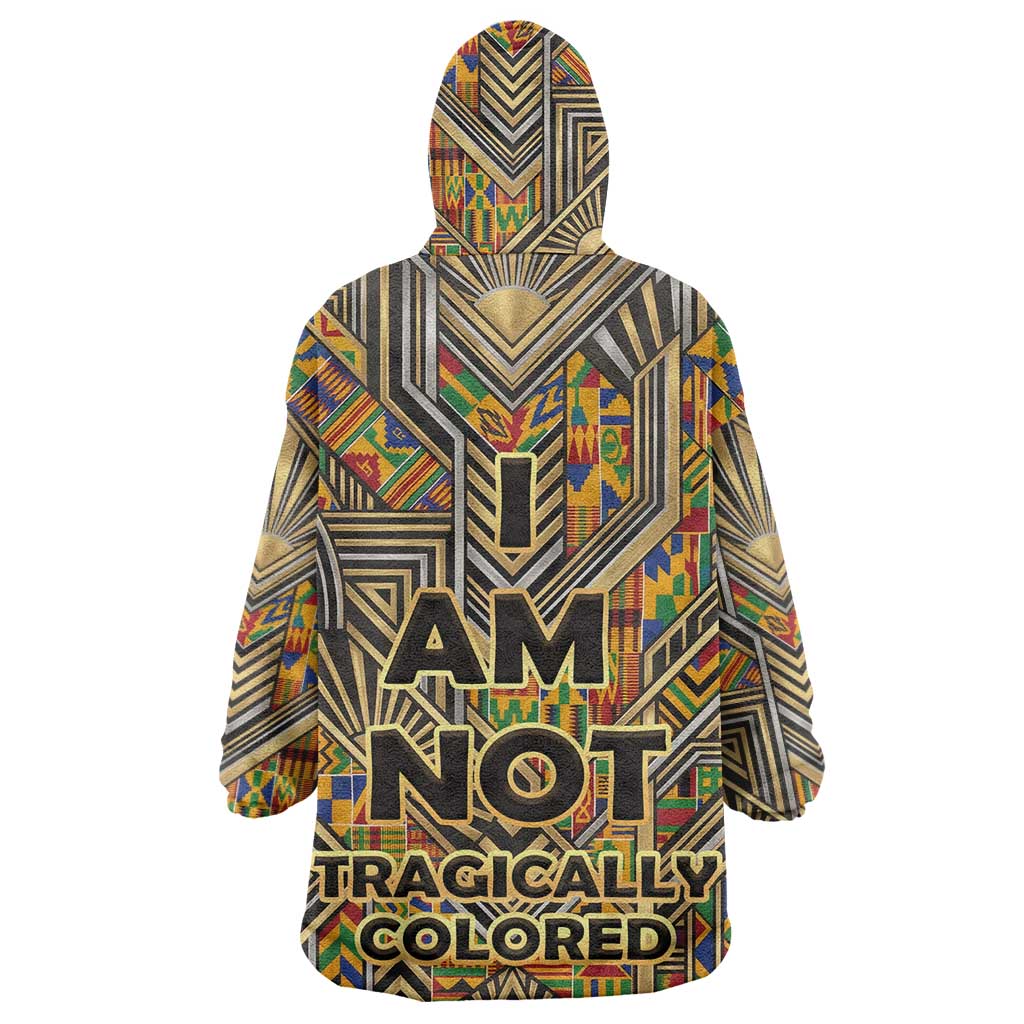 Zora Neale Hurston Wearable Blanket Hoodie Bold Kente and Art Deco Pattern - I Am Not Tragically Colored - African Pride