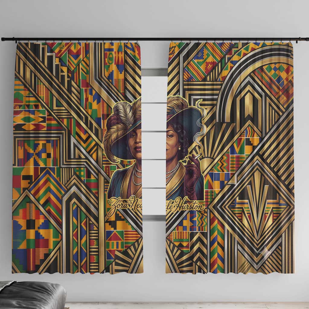 Zora Neale Hurston Window Curtain Bold Kente and Art Deco Pattern - I Am Not Tragically Colored - African Pride