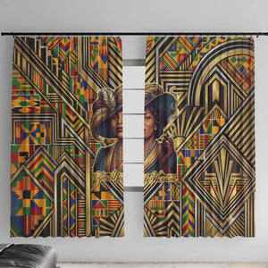 Zora Neale Hurston Window Curtain Bold Kente and Art Deco Pattern - I Am Not Tragically Colored - African Pride