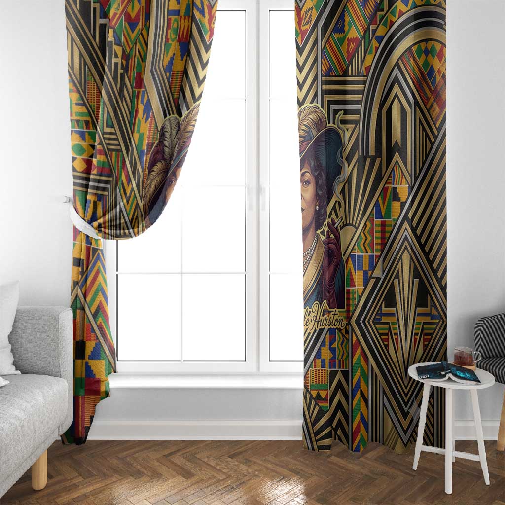 Zora Neale Hurston Window Curtain Bold Kente and Art Deco Pattern - I Am Not Tragically Colored - African Pride