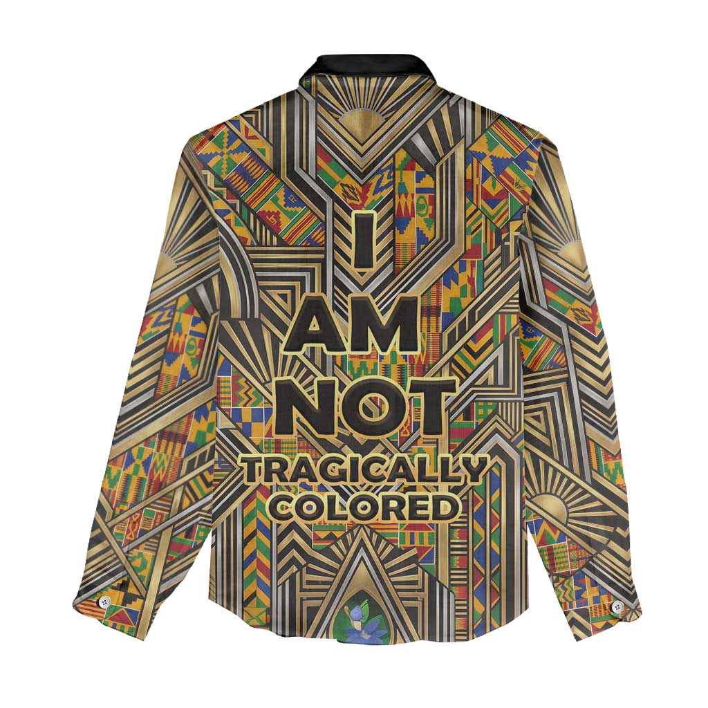 Zora Neale Hurston Women Casual Shirt Bold Kente and Art Deco Pattern - I Am Not Tragically Colored - African Pride