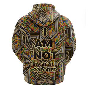 Zora Neale Hurston Zip Hoodie Bold Kente and Art Deco Pattern - I Am Not Tragically Colored - African Pride