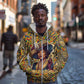 Zora Neale Hurston Zip Hoodie Bold Kente and Art Deco Pattern - I Am Not Tragically Colored - African Pride