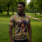 Zora Neale Hurston Zipper Polo Shirt Bold Kente and Art Deco Pattern - I Am Not Tragically Colored - African Pride