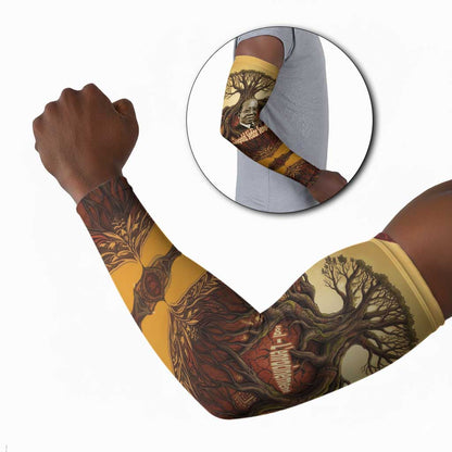 Léopold Sédar Senghor Arm Sleeves Sacred Baobab Tree Design African Roots and Symbols Theme Negritude Movement - African Pride