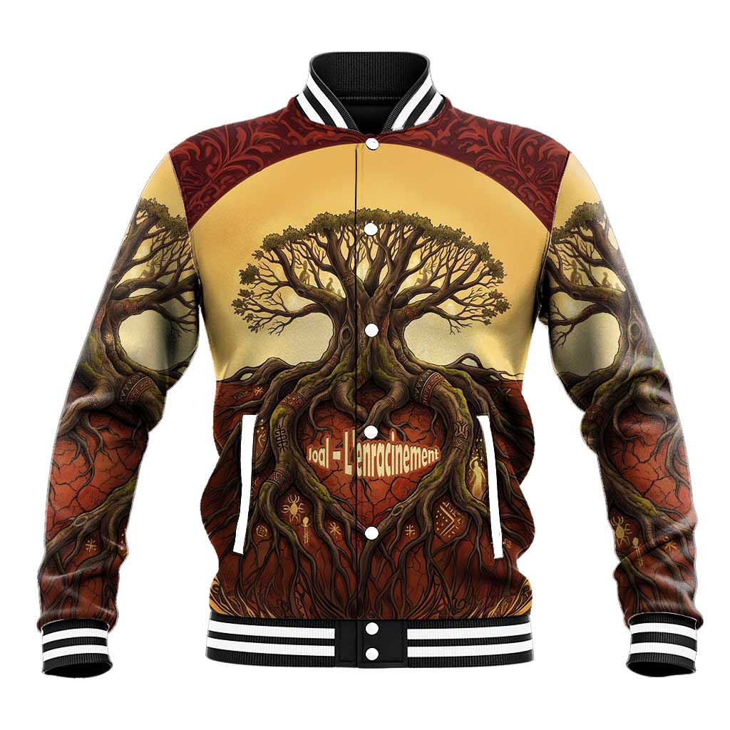 Léopold Sédar Senghor Baseball Jacket Sacred Baobab Tree Design African Roots and Symbols Theme Negritude Movement - African Pride