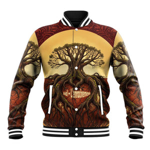 Léopold Sédar Senghor Baseball Jacket Sacred Baobab Tree Design African Roots and Symbols Theme Negritude Movement - African Pride