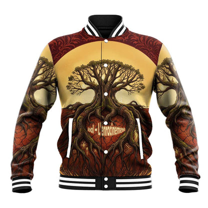Léopold Sédar Senghor Baseball Jacket Sacred Baobab Tree Design African Roots and Symbols Theme Negritude Movement - African Pride