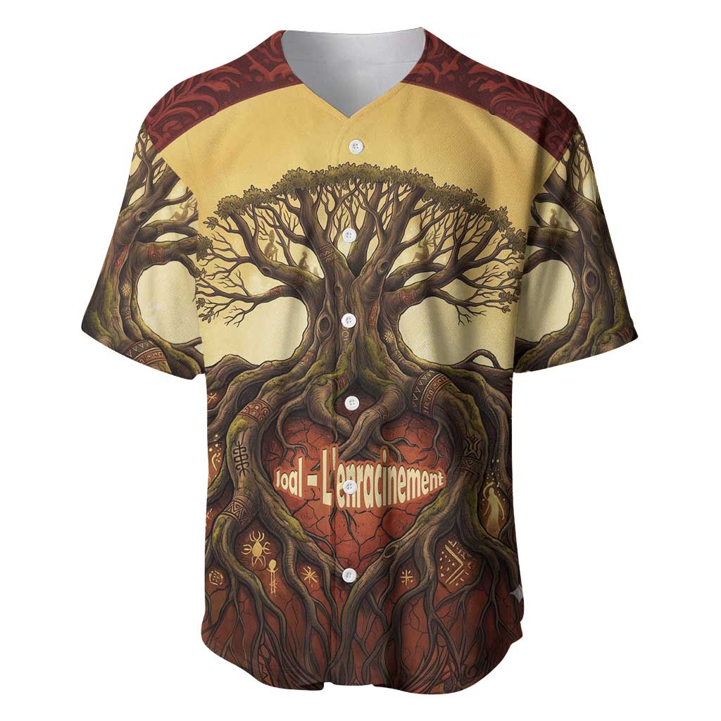 Léopold Sédar Senghor Baseball Jersey Sacred Baobab Tree Design African Roots and Symbols Theme Negritude Movement - African Pride