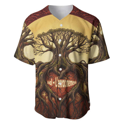 Léopold Sédar Senghor Baseball Jersey Sacred Baobab Tree Design African Roots and Symbols Theme Negritude Movement - African Pride