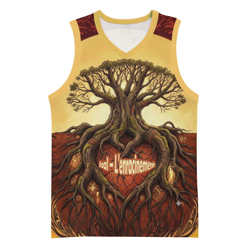 Léopold Sédar Senghor Basketball Jersey Sacred Baobab Tree Design African Roots and Symbols Theme Negritude Movement - African Pride