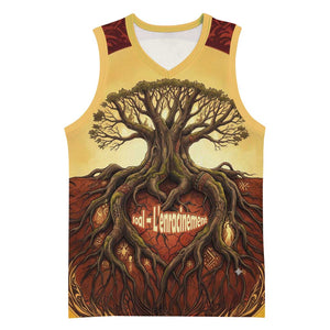 Léopold Sédar Senghor Basketball Jersey Sacred Baobab Tree Design African Roots and Symbols Theme Negritude Movement - African Pride