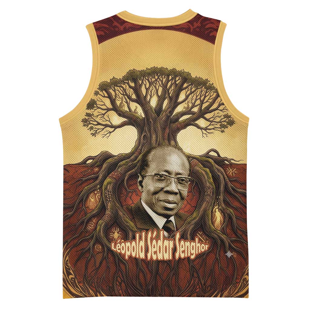 Léopold Sédar Senghor Basketball Jersey Sacred Baobab Tree Design African Roots and Symbols Theme Negritude Movement - African Pride