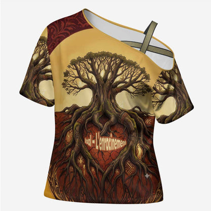 Léopold Sédar Senghor Cross Shoulder Shirt Sacred Baobab Tree Design African Roots and Symbols Theme Negritude Movement - African Pride