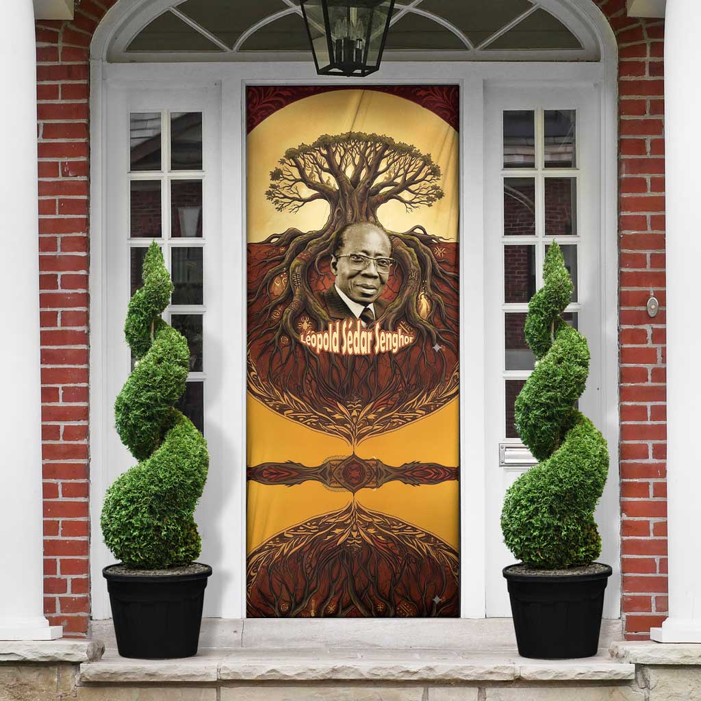 Léopold Sédar Senghor Door Cover Sacred Baobab Tree Design African Roots and Symbols Theme Negritude Movement - African Pride