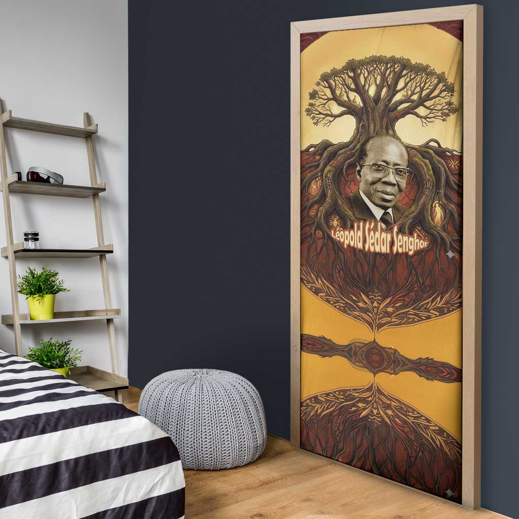 Léopold Sédar Senghor Door Cover Sacred Baobab Tree Design African Roots and Symbols Theme Negritude Movement - African Pride