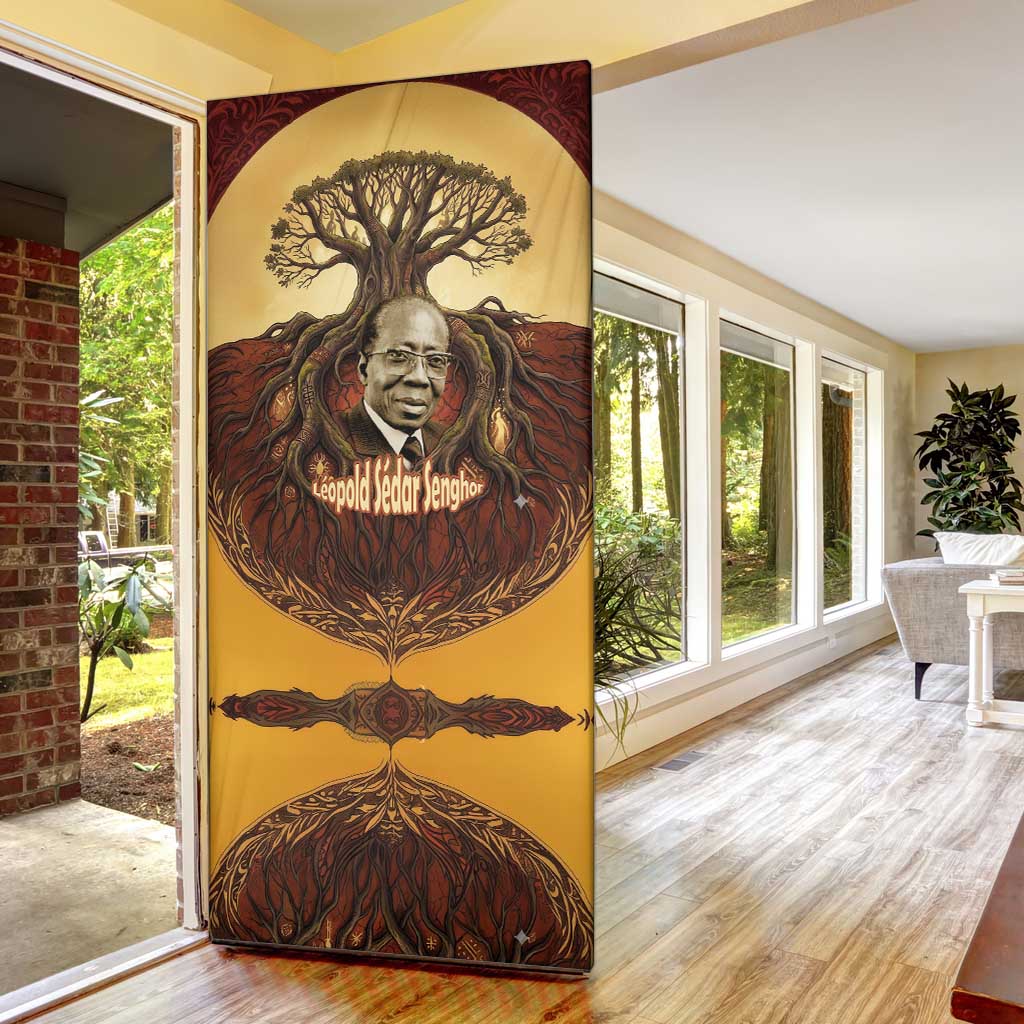 Léopold Sédar Senghor Door Cover Sacred Baobab Tree Design African Roots and Symbols Theme Negritude Movement - African Pride