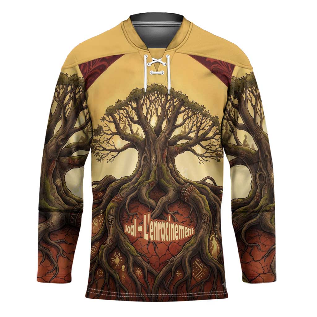 Léopold Sédar Senghor Hockey Jersey Sacred Baobab Tree Design African Roots and Symbols Theme Negritude Movement - African Pride