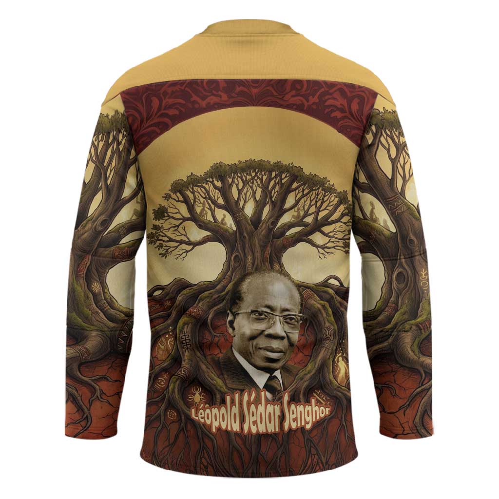 Léopold Sédar Senghor Hockey Jersey Sacred Baobab Tree Design African Roots and Symbols Theme Negritude Movement - African Pride