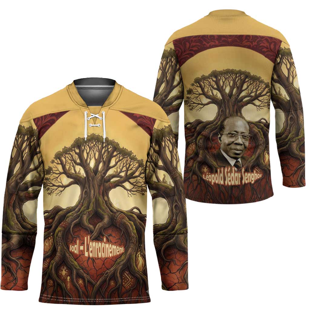 Léopold Sédar Senghor Hockey Jersey Sacred Baobab Tree Design African Roots and Symbols Theme Negritude Movement - African Pride